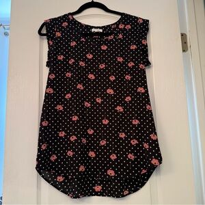 Pleione Black and Pink Floral Top